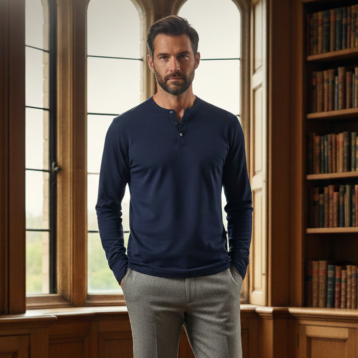 Henley T-shirts Long Sleeve