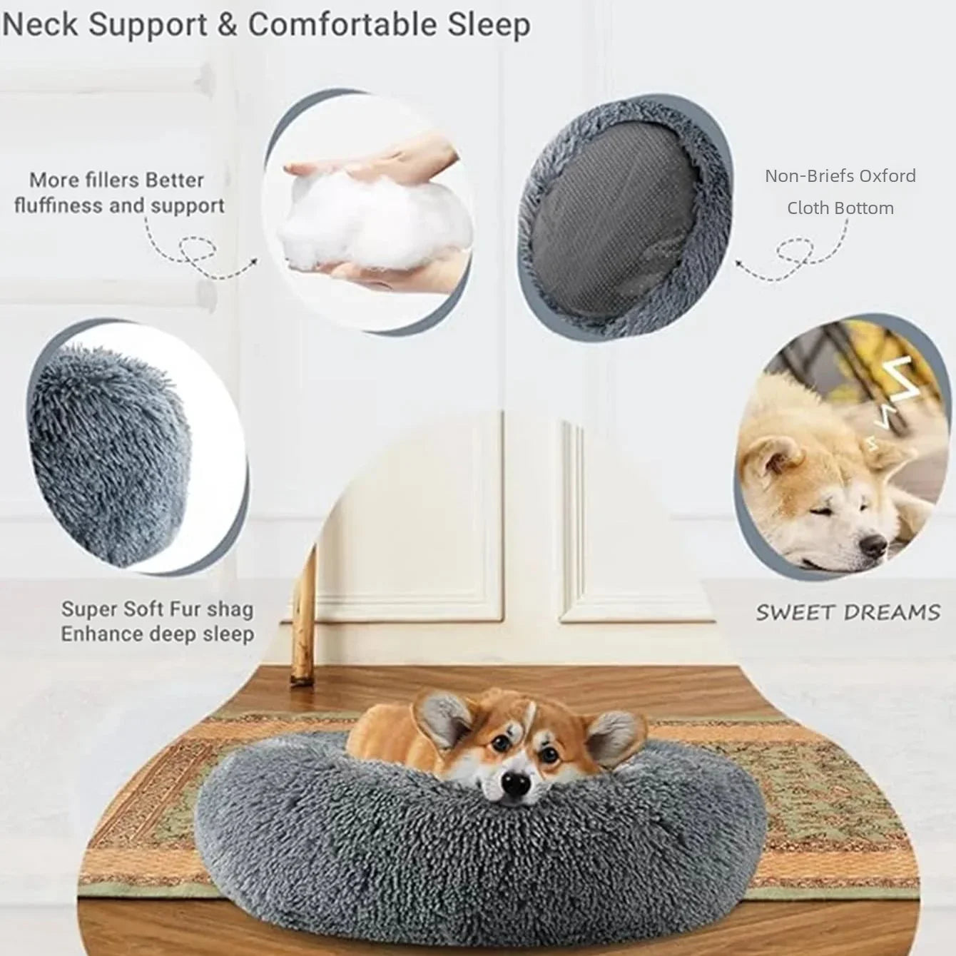 60cm Size Round Pet Bed, Orthopaedic Nest
